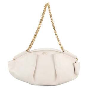 Loewe Paseo Small Leather Chain Shoulder Bag in White